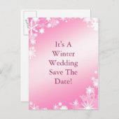 Soft Pink Snowflakes Save the Date Postkarte (Vorne/Hinten)