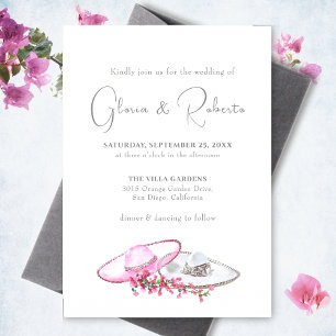 Soft Pink Sombrero Bougainvillea Blume Hochzeit Einladung
