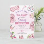 Soft Pink Spa Party Invitation - Relax & Pamper Einladung (Stehend Vorderseite)