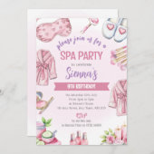 Soft Pink Spa Party Invitation - Relax & Pamper Einladung (Vorne/Hinten)