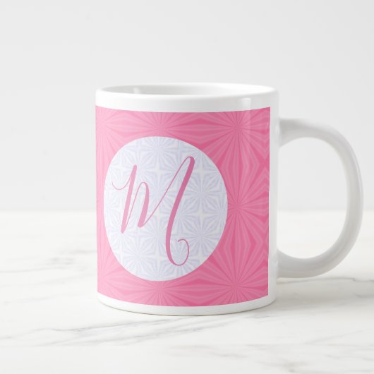Soft Pink Squiggly Squares Personalized Initial Jumbo-Tasse (Rechts)