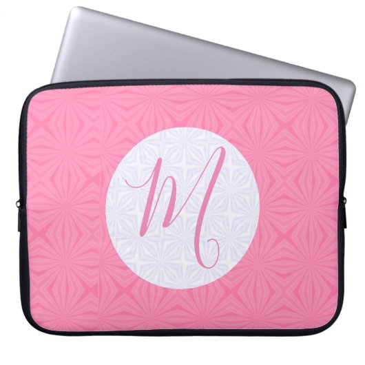 Soft Pink Squiggly Squares Personalized Initial Laptopschutzhülle (Vorderseite)
