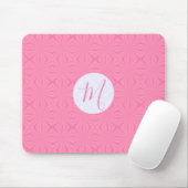 Soft Pink Squiggly Squares Personalized Initial Mousepad (Mit Mouse)