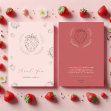 Soft Pink Strawberry Minimaliste Geburtstag