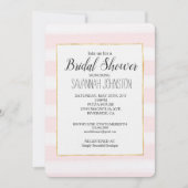 Soft Pink Stripes Brautparty Einladung (Vorderseite)