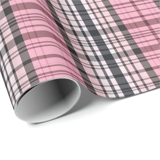 Soft Pink Tartan Plaid Seamless Pattern Geschenkpapier (Rolleneckpunkt)