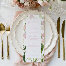 Soft Pink Tulip Bridal Shower Menükarte
