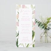 Soft Pink Tulip Bridal Shower Menükarte (Stehend Vorderseite)