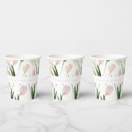 Soft Pink Tulip Bridal Shower Pappbecher