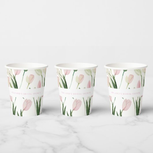 Soft Pink Tulip Bridal Shower Pappbecher (Multi)