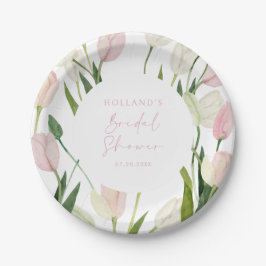 Soft Pink Tulip Bridal Shower Pappteller