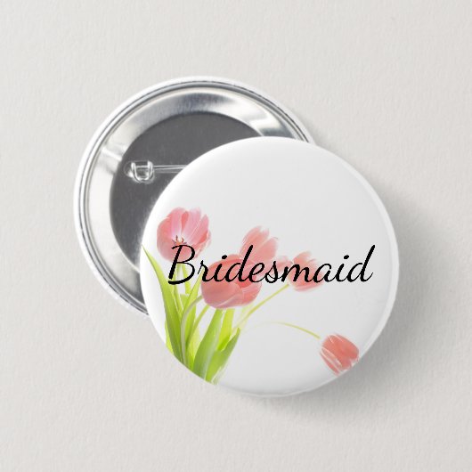 Soft Pink Tulips Bridesmaid Button (Vorne & Hinten)