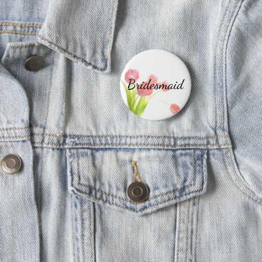 Soft Pink Tulips Bridesmaid Button (Beispiel)