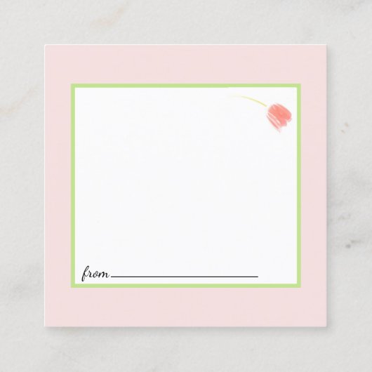 Soft Pink Tulips Date Night Card Quadratische Visitenkarte (Rückseite)