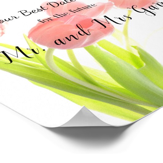 Soft Pink Tulips Paar Datum Nacht Zeichen Poster (Ecke)