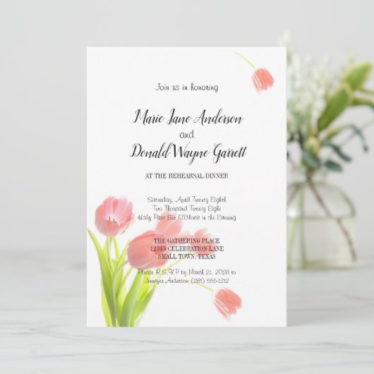 Soft Pink Tulips Probe Dinner (Stehend Vorderseite)