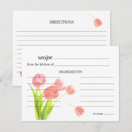 Soft Pink Tulips Wedding Rezept Card Mitteilungskarte (Vorne/Hinten)