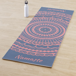 Soft Pink und Blue Mehndi Henna Mandala Yogamatte