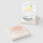 Soft Pink und Gold Square Sandstone Untersetzer (Seitenansicht)