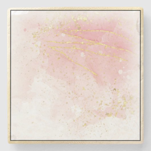 Soft Pink und Gold Square Sandstone Untersetzer (Vorderseite)