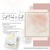 Soft Pink und Gold Square Sandstone Untersetzer