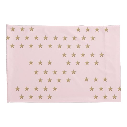Soft Pink und Gold Star Pattern Poul für Kinderzim Kissenbezug (Rückseite-Rechts)