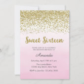 Soft Pink und Gold Sweet 16 Geburtstag Einladung (Vorderseite)