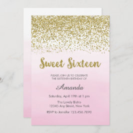 Soft Pink und Gold Sweet 16 Geburtstag Einladung