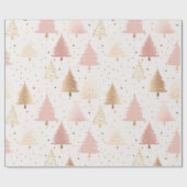 Soft Pink und Gold Weihnachtsbäume Geschenkpapier (Flach)