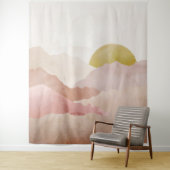 Soft Pink Watercolor Berge Landschaftsbild Tapeste Wandteppich (Beispiel)