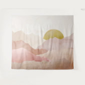 Soft Pink Watercolor Berge Landschaftsbild Tapeste Wandteppich (Vorderseite (Horizontal))