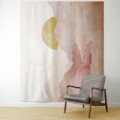 Soft Pink Watercolor Berge Landschaftsbild Tapeste Wandteppich (Beispiel)