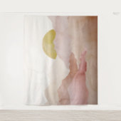 Soft Pink Watercolor Berge Landschaftsbild Tapeste Wandteppich (Vorderseite)