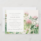 Soft Pink Watercolor Blumengarten Babydusche Einladung (Vorderseite)