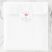 Soft Pink Watercolor Cosmos Blume-Adressetikett Runder Aufkleber (Tasche)