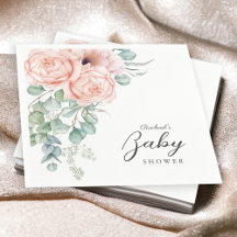 Soft Pink Watercolor Floral Girl Babydusche