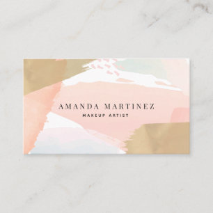 Soft Pink Watercolor & Gold Business Card Visitenkarte