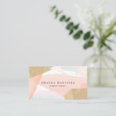 Soft Pink Watercolor & Gold Business Card Visitenkarte (Stehend Vorderseite)
