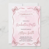 Soft pink watercolor grade invitation with bow einladung (Vorderseite)