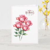 Soft Pink Watercolor Roses Folded Birthday Card Karte (Gelbe Blume)