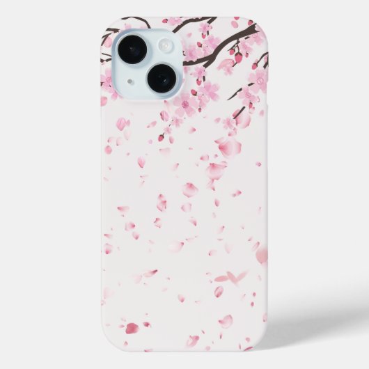 Soft Pink Watercolor Sakura Blossoms iPhone Case (Rückseite)