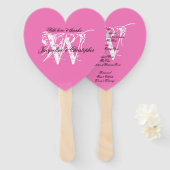 Soft Pink & White Chic Monogram Wedding Program Fächer (Vorne und Hinten)