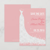 Soft Pink & White Lace Hochzeitskleid Save the Dat Date (Vorne/Hinten)