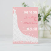 Soft Pink & White Lace Hochzeitskleid Save the Dat Save The Date (Stehend Vorderseite)