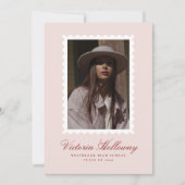 Soft Pink White Stamp Graduation Announcement card Einladung (Vorderseite)