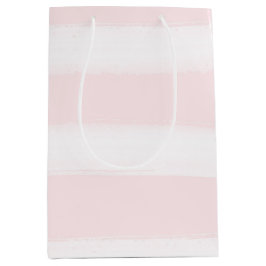 Soft Pink White Stripes Wasserfarbe Babydusche Mittlere Geschenktüte