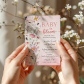 Soft Pink Wildblume Babydusche Einladung