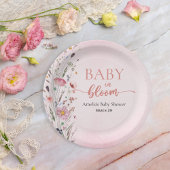 Soft Pink Wildblume Babydusche Pappteller