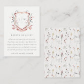 Soft Pink Wildblume Wappen Hochzeitsrezeption Begleitkarte (Vorne/Hinten)