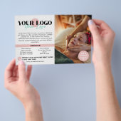 Soft Pink Your Logo Photos QR Spa Salon Flyer (Handgriff)